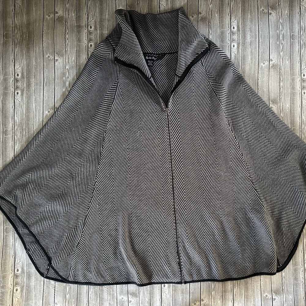 Charlie Paige Monochrome Herringbone Cape